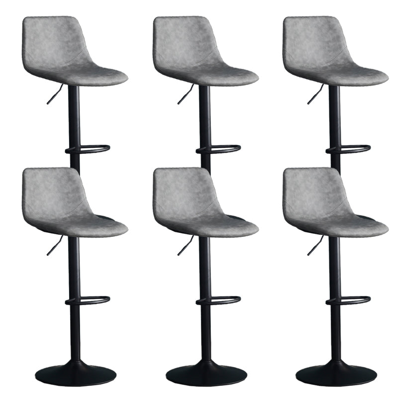 Adjustable Height Swivel Armless Bar Stool with Black Metal Base