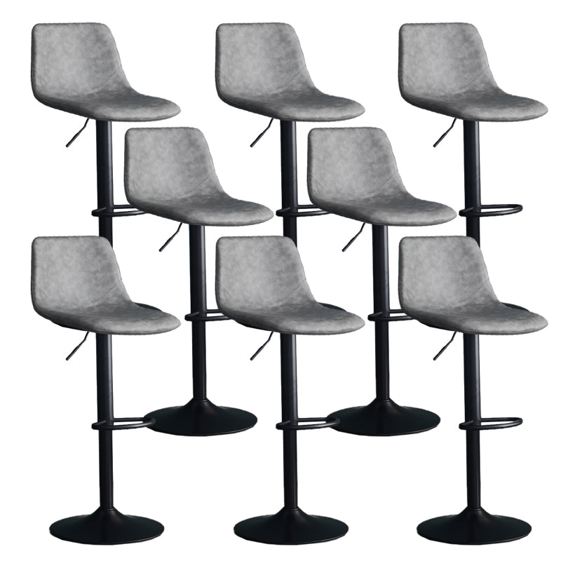 Adjustable Height Swivel Armless Bar Stool with Black Metal Base