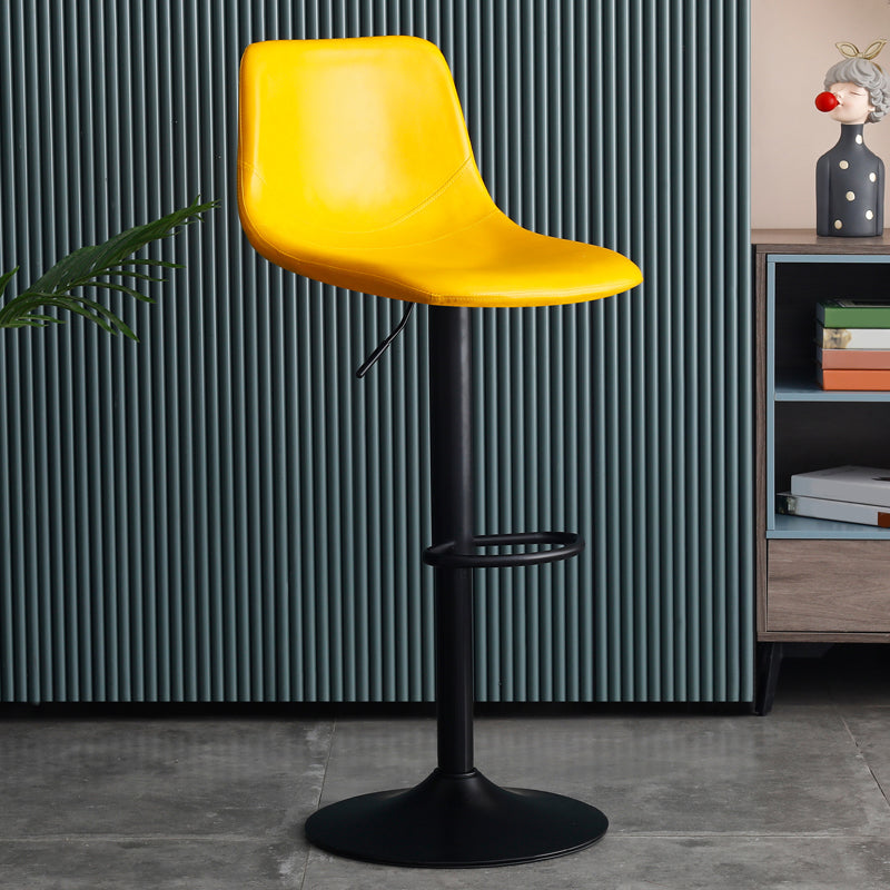 Adjustable Height Swivel Armless Bar Stool with Black Metal Base