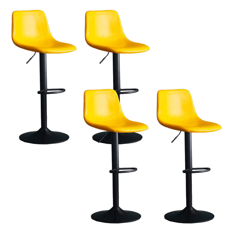 Adjustable Height Swivel Armless Bar Stool with Black Metal Base