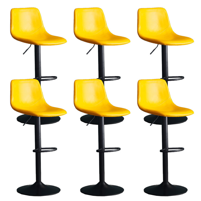 Adjustable Height Swivel Armless Bar Stool with Black Metal Base