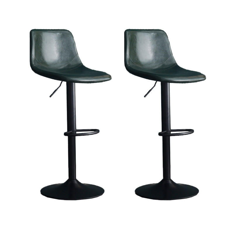 Adjustable Height Swivel Armless Bar Stool with Black Metal Base
