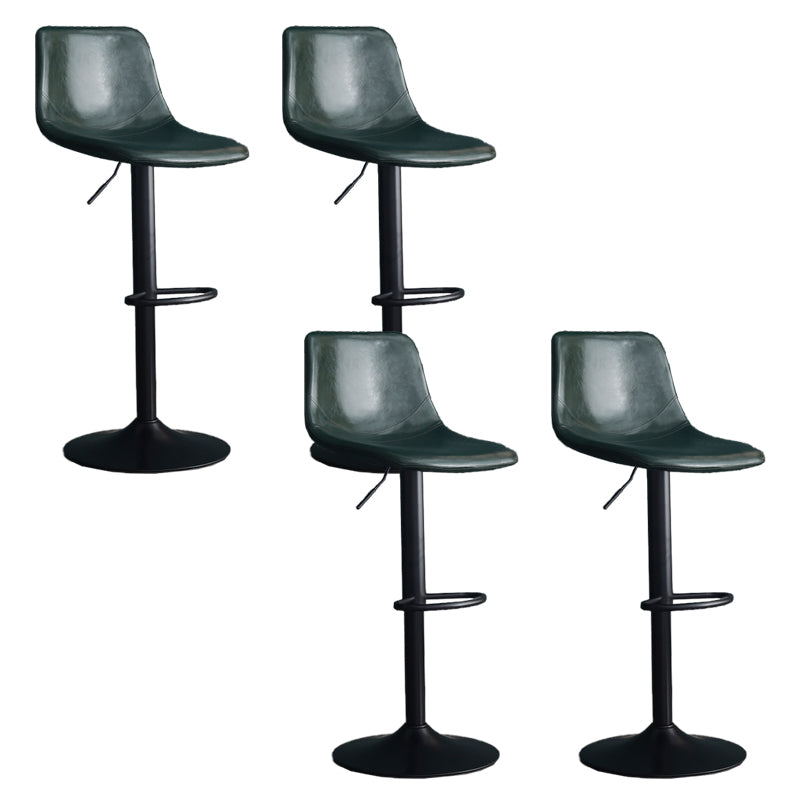 Adjustable Height Swivel Armless Bar Stool with Black Metal Base