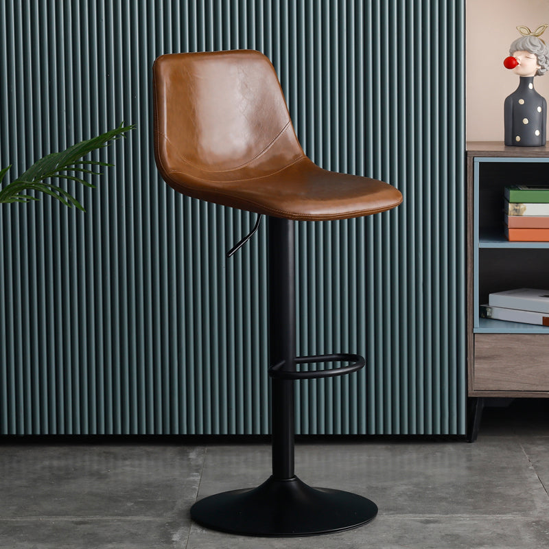 Adjustable Height Swivel Armless Bar Stool with Black Metal Base