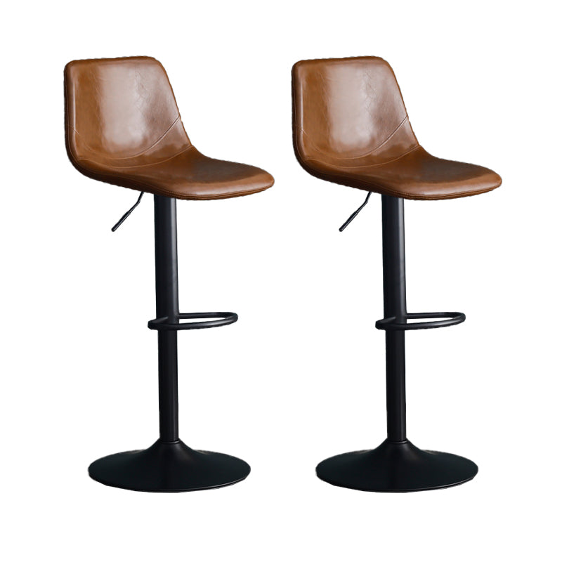 Adjustable Height Swivel Armless Bar Stool with Black Metal Base
