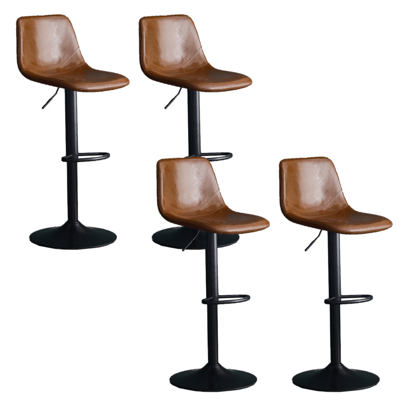Adjustable Height Swivel Armless Bar Stool with Black Metal Base