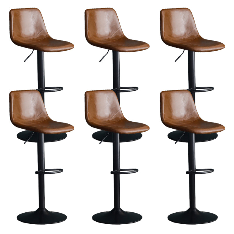 Adjustable Height Swivel Armless Bar Stool with Black Metal Base
