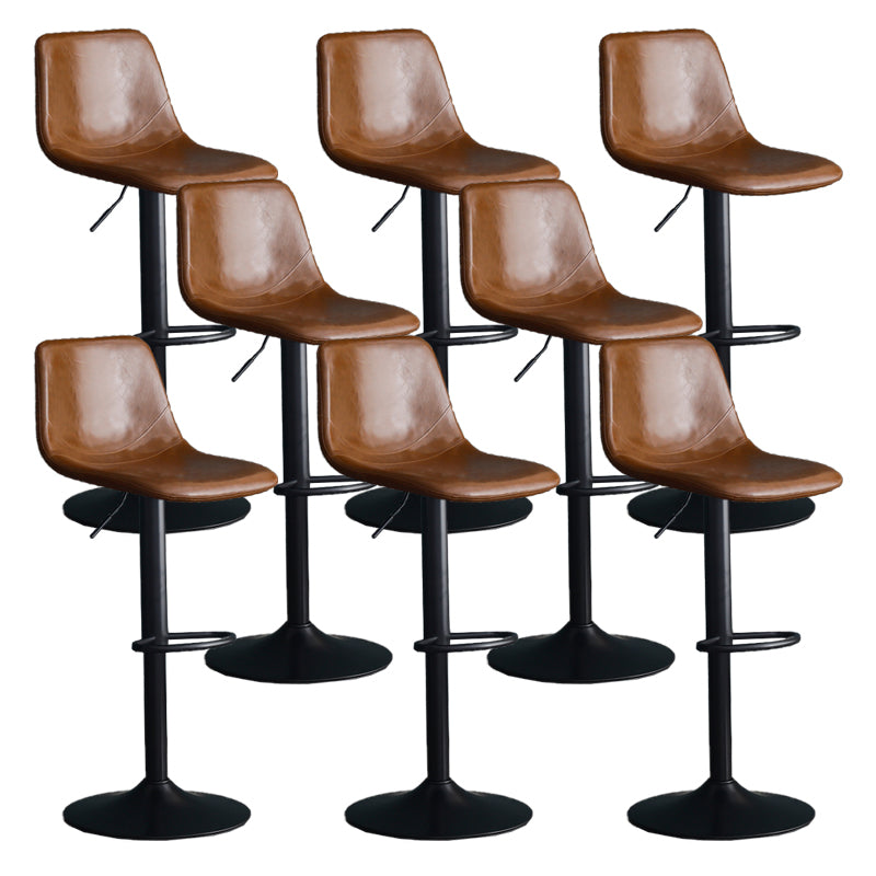 Adjustable Height Swivel Armless Bar Stool with Black Metal Base