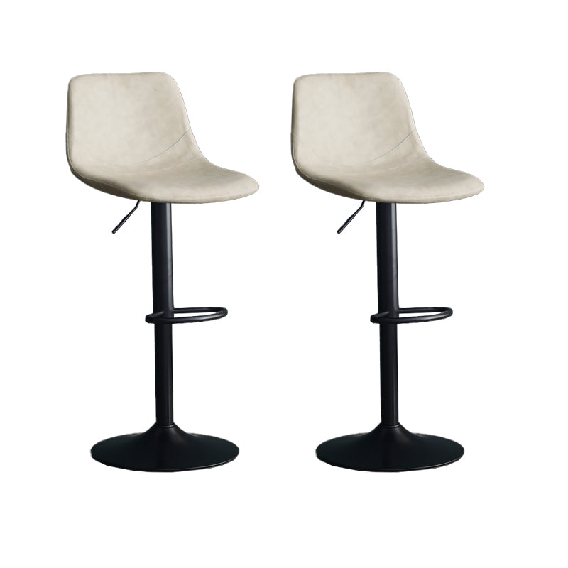 Adjustable Height Swivel Armless Bar Stool with Black Metal Base