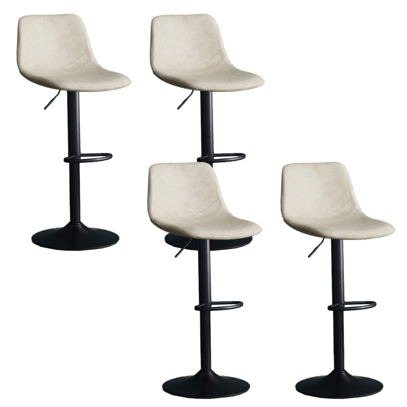 Adjustable Height Swivel Armless Bar Stool with Black Metal Base