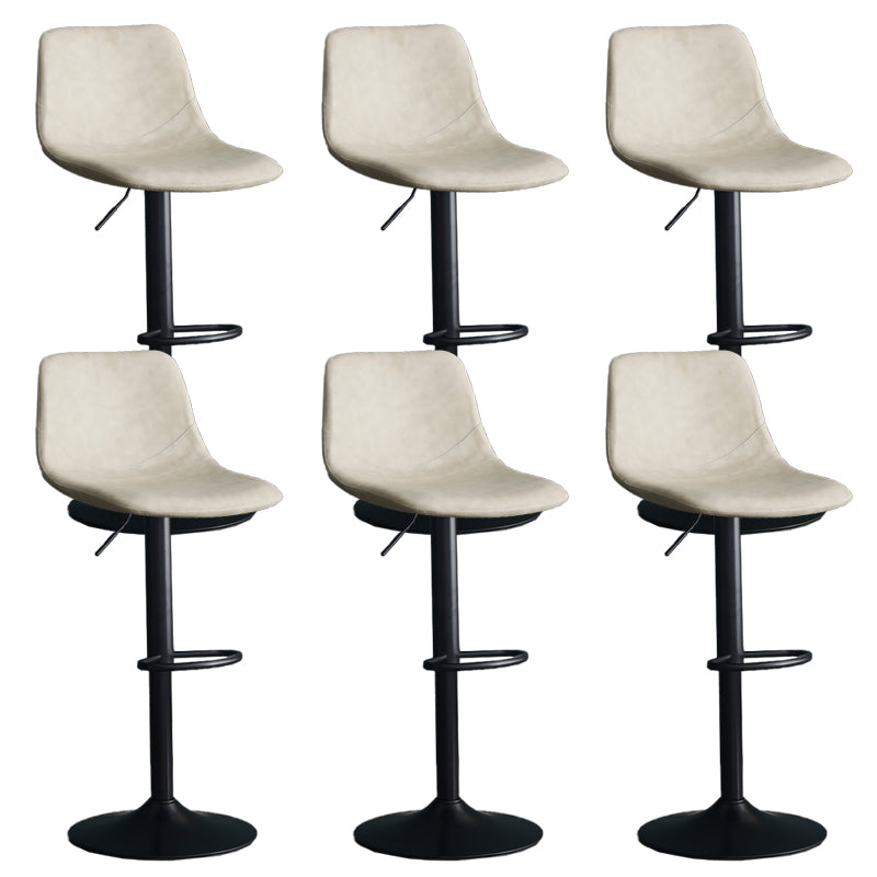 Adjustable Height Swivel Armless Bar Stool with Black Metal Base