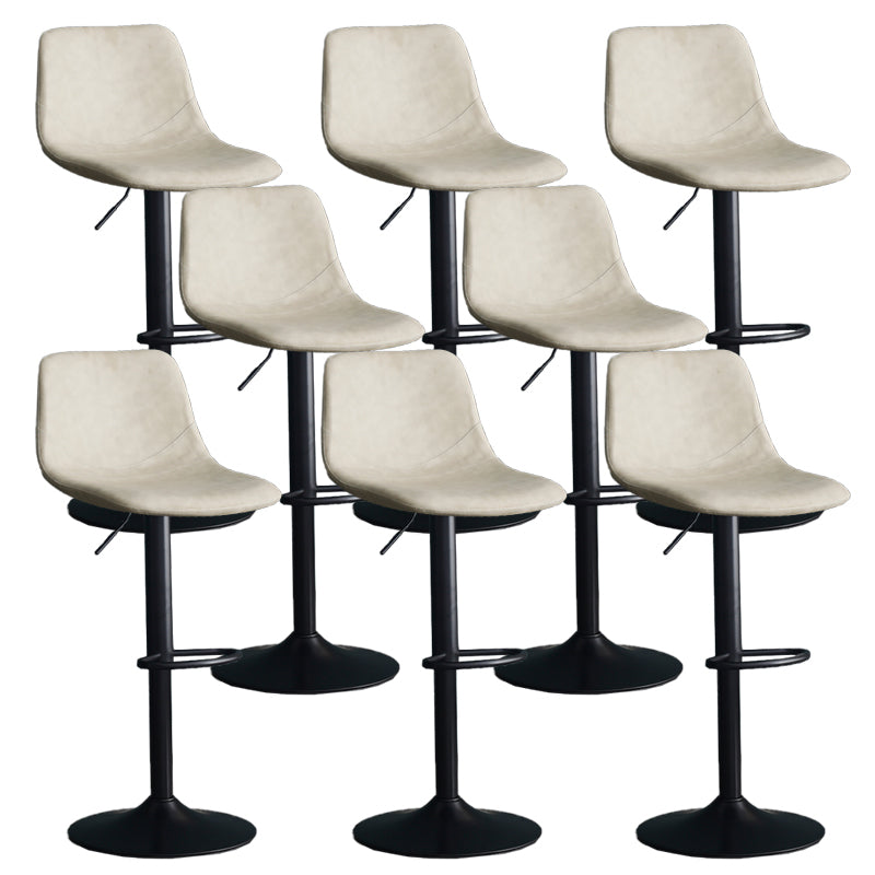 Adjustable Height Swivel Armless Bar Stool with Black Metal Base