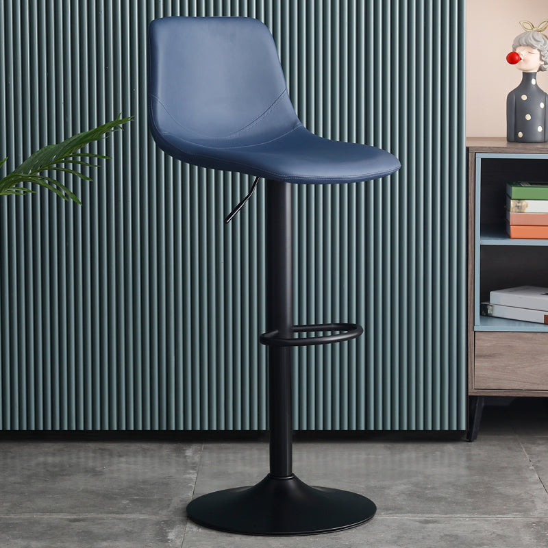 Adjustable Height Swivel Armless Bar Stool with Black Metal Base