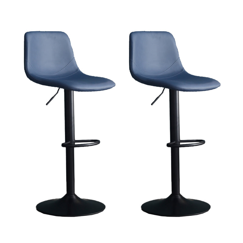 Adjustable Height Swivel Armless Bar Stool with Black Metal Base