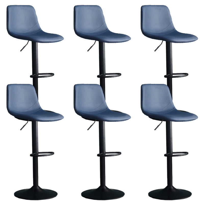 Adjustable Height Swivel Armless Bar Stool with Black Metal Base