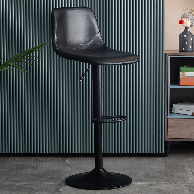 Adjustable Height Swivel Armless Bar Stool with Black Metal Base