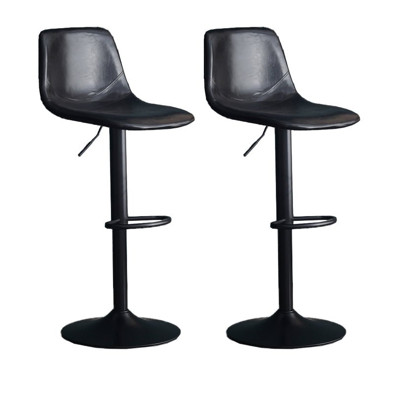 Adjustable Height Swivel Armless Bar Stool with Black Metal Base