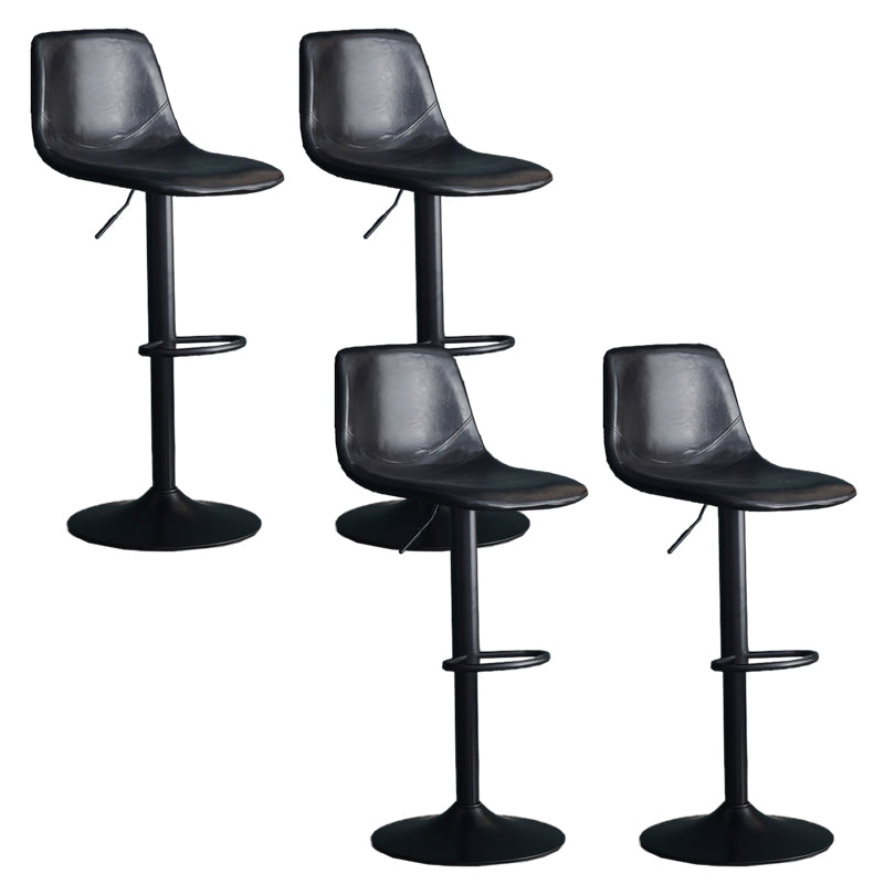 Adjustable Height Swivel Armless Bar Stool with Black Metal Base