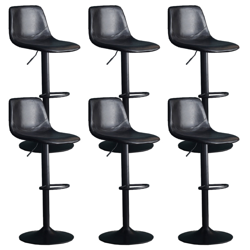 Adjustable Height Swivel Armless Bar Stool with Black Metal Base