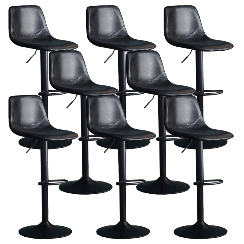 Adjustable Height Swivel Armless Bar Stool with Black Metal Base