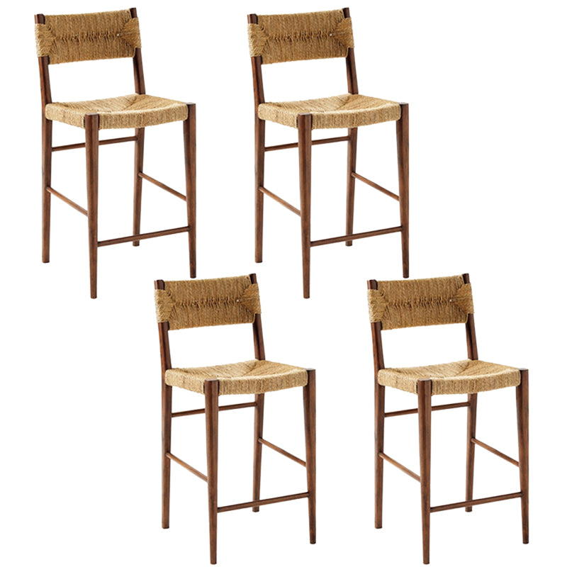 Contemporary Low Back Armless Bar Stool with Ash Solid Wood Base