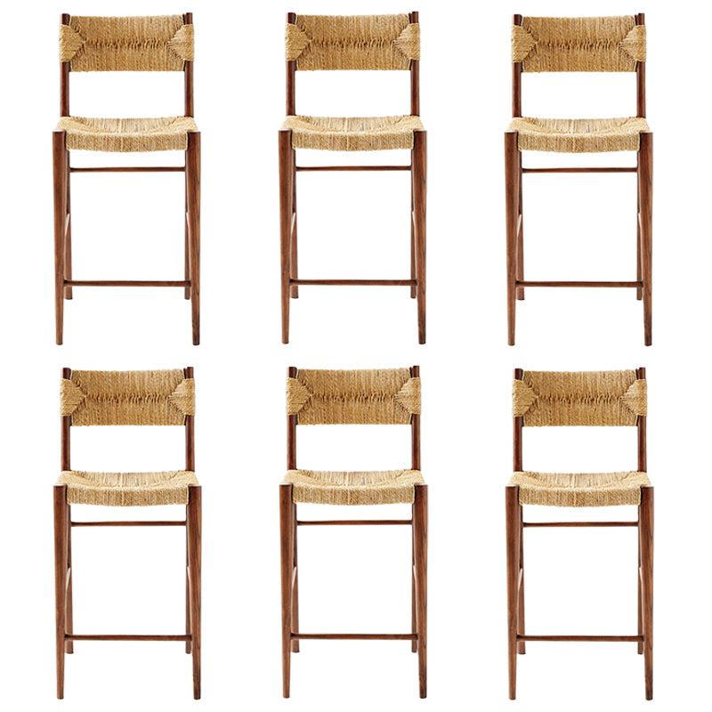 Contemporary Low Back Armless Bar Stool with Ash Solid Wood Base