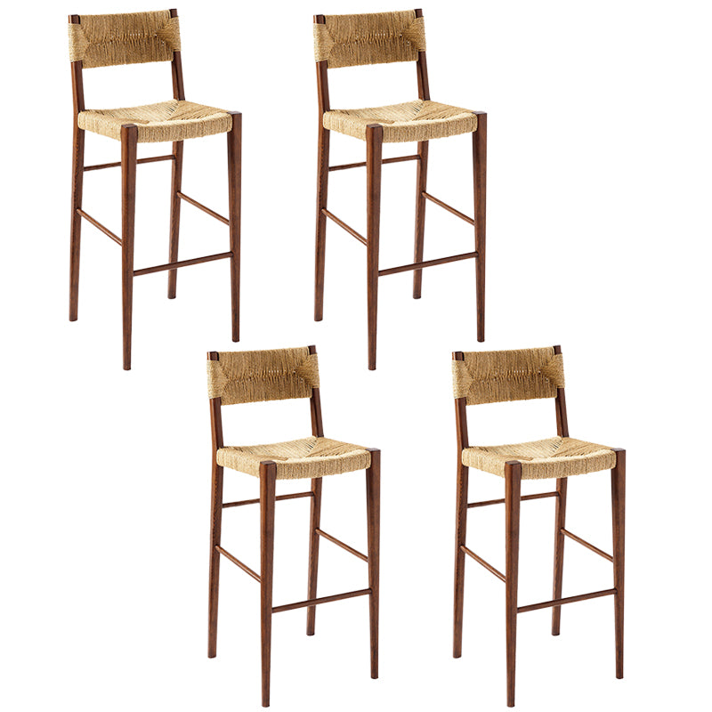 Contemporary Low Back Armless Bar Stool with Ash Solid Wood Base