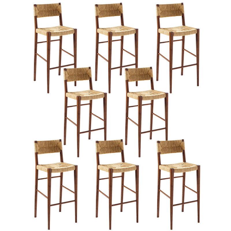 Contemporary Low Back Armless Bar Stool with Ash Solid Wood Base
