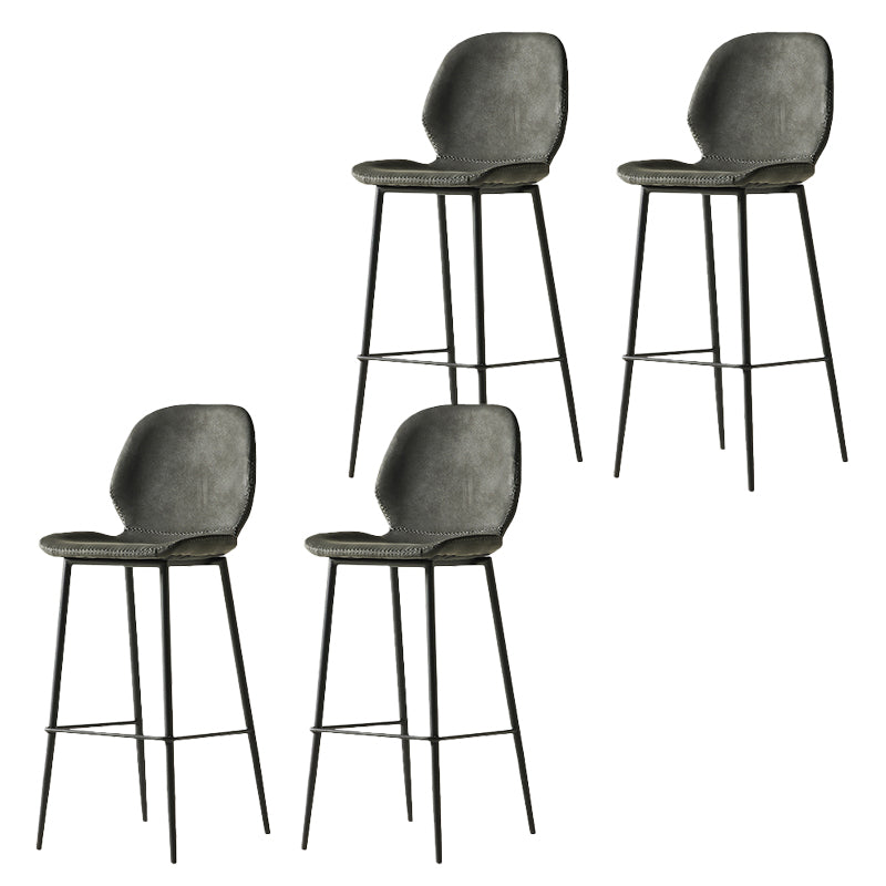 Modern Style Backrest Metal Counter Stool with Leather Cushion