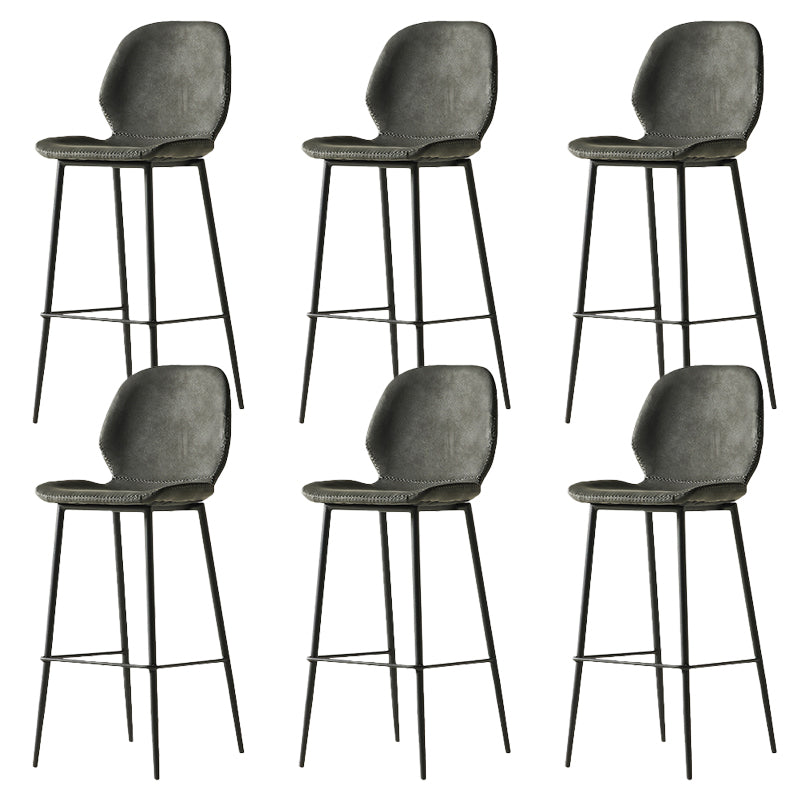 Modern Style Backrest Metal Counter Stool with Leather Cushion