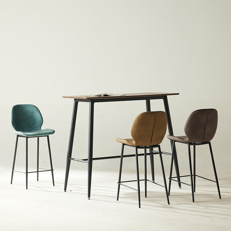 Modern Style Backrest Metal Counter Stool with Leather Cushion
