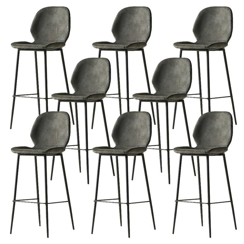 Modern Style Backrest Metal Counter Stool with Leather Cushion