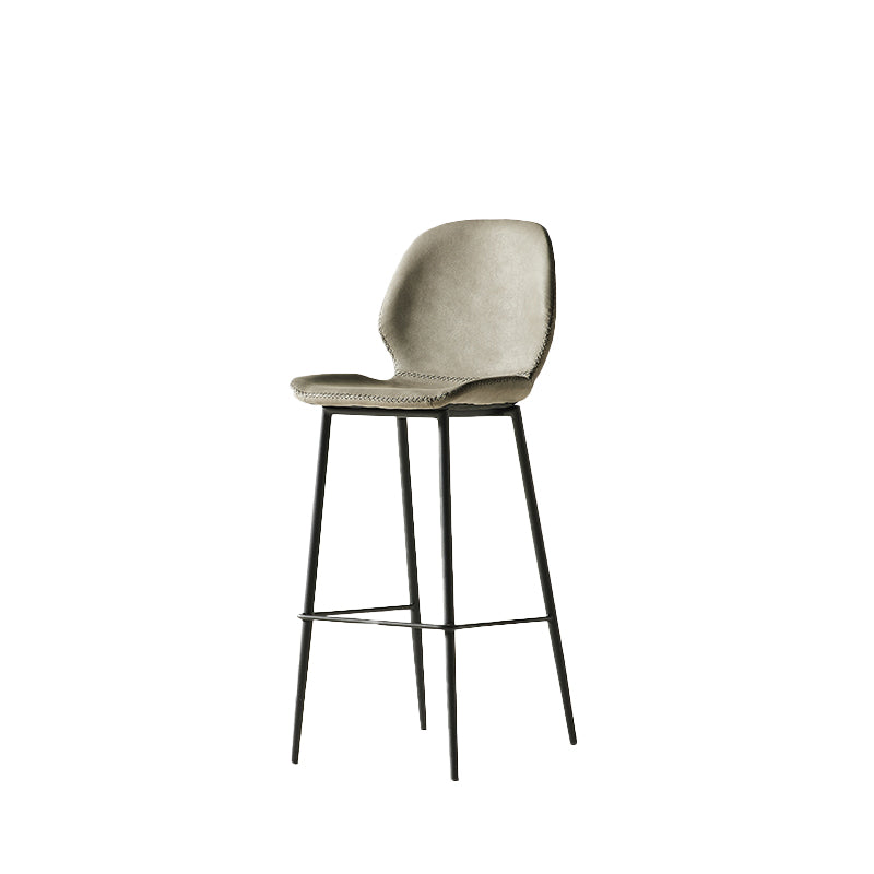 Modern Style Backrest Metal Counter Stool with Leather Cushion