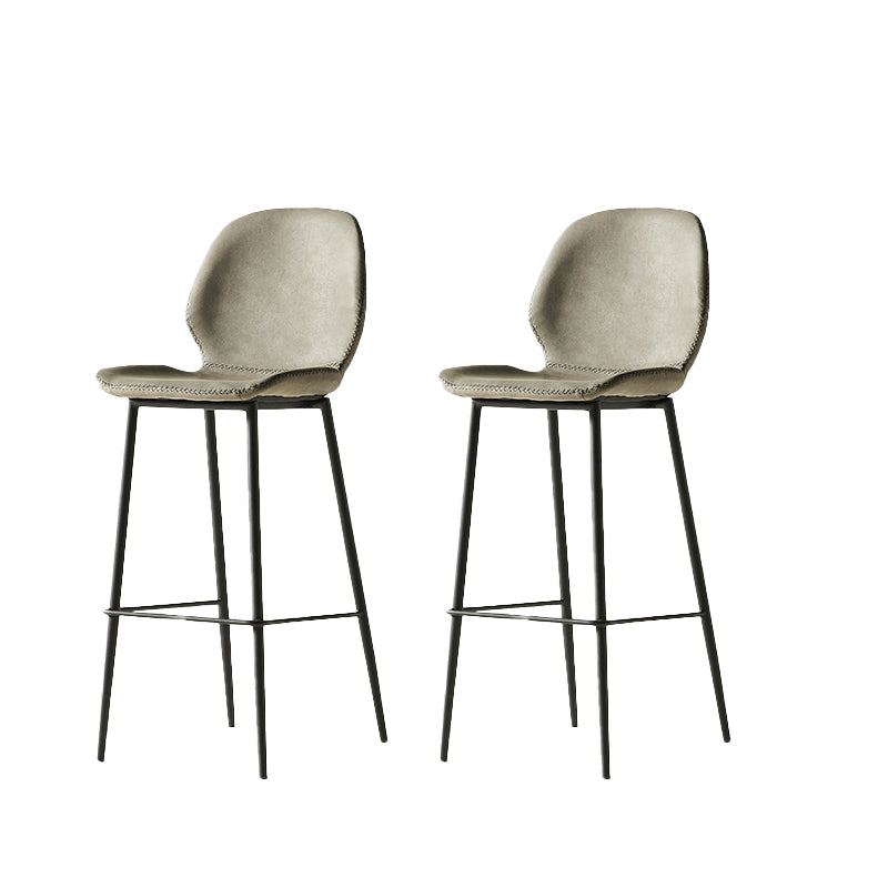 Modern Style Backrest Metal Counter Stool with Leather Cushion