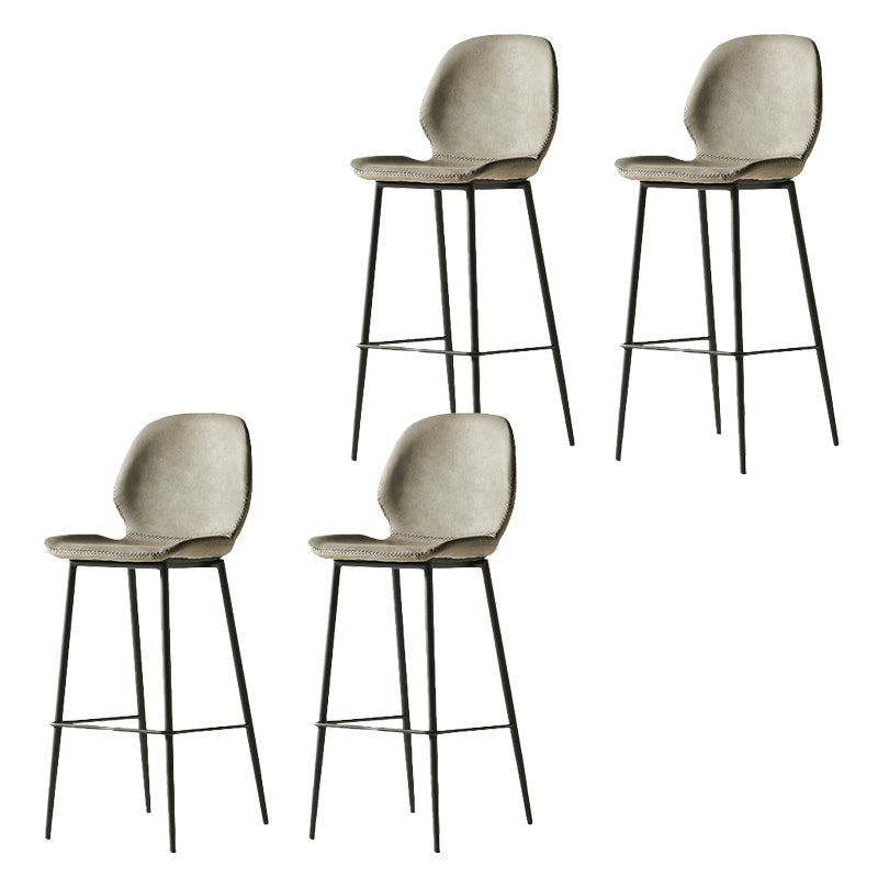 Modern Style Backrest Metal Counter Stool with Leather Cushion