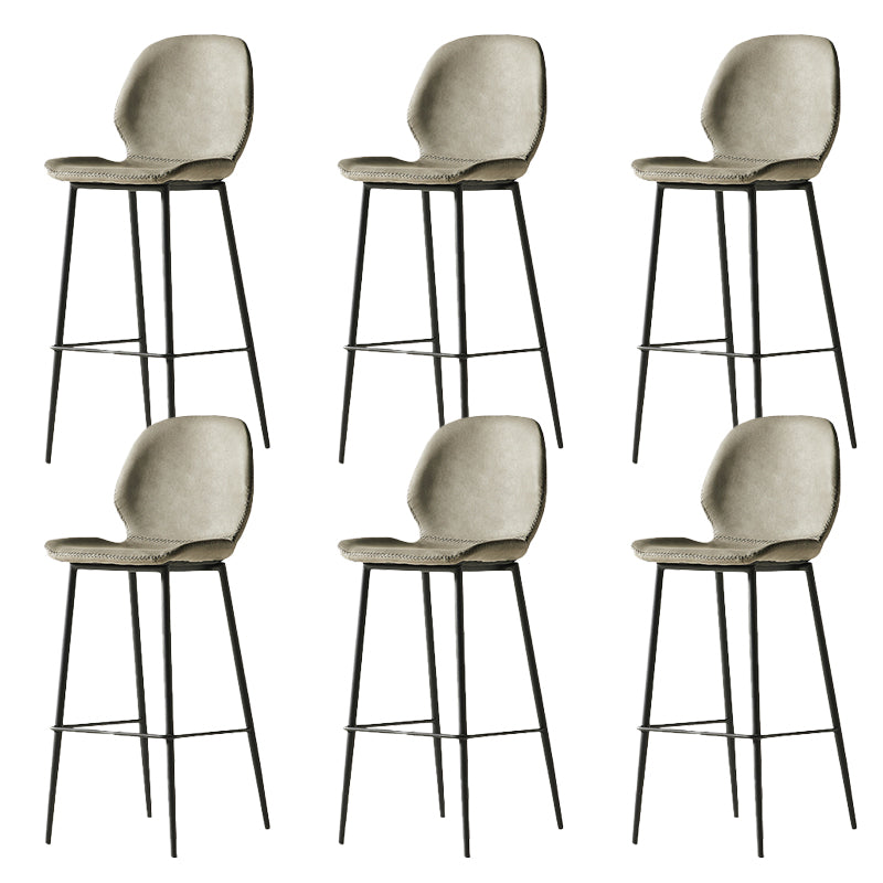 Modern Style Backrest Metal Counter Stool with Leather Cushion