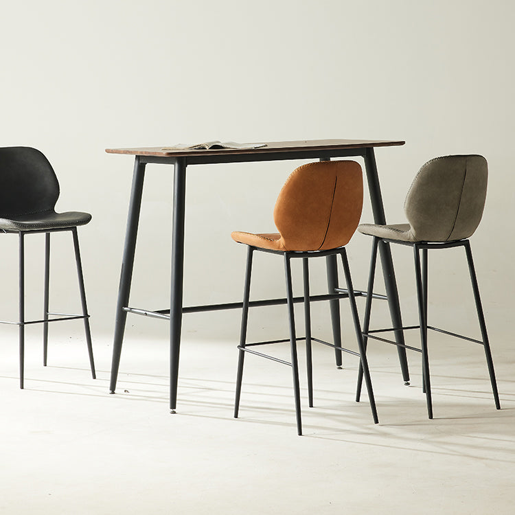 Modern Style Backrest Metal Counter Stool with Leather Cushion
