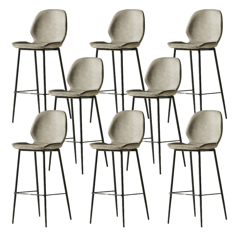 Modern Style Backrest Metal Counter Stool with Leather Cushion