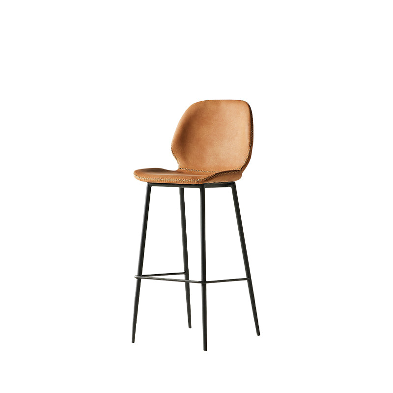 Modern Style Backrest Metal Counter Stool with Leather Cushion