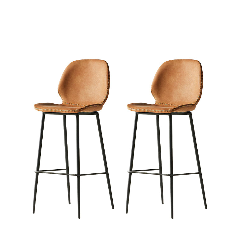 Modern Style Backrest Metal Counter Stool with Leather Cushion