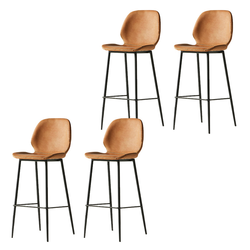 Modern Style Backrest Metal Counter Stool with Leather Cushion