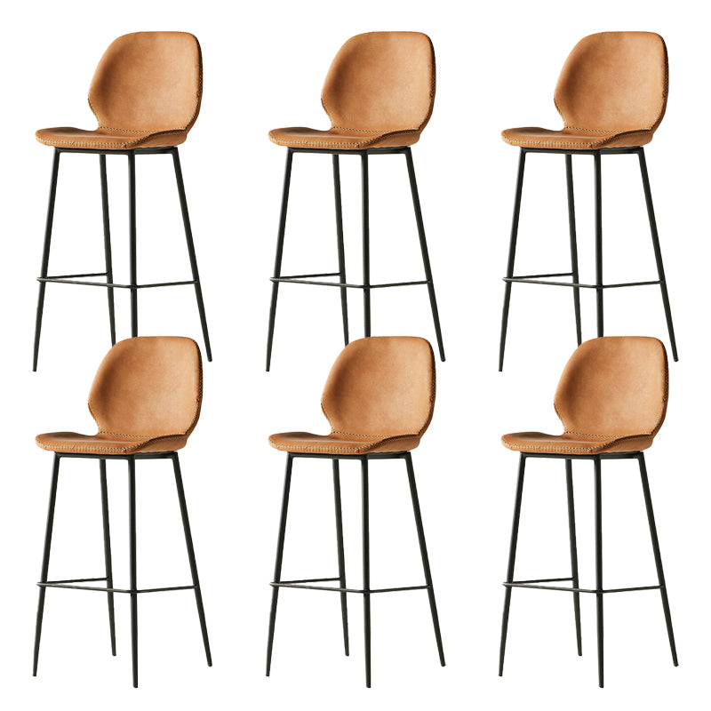 Modern Style Backrest Metal Counter Stool with Leather Cushion