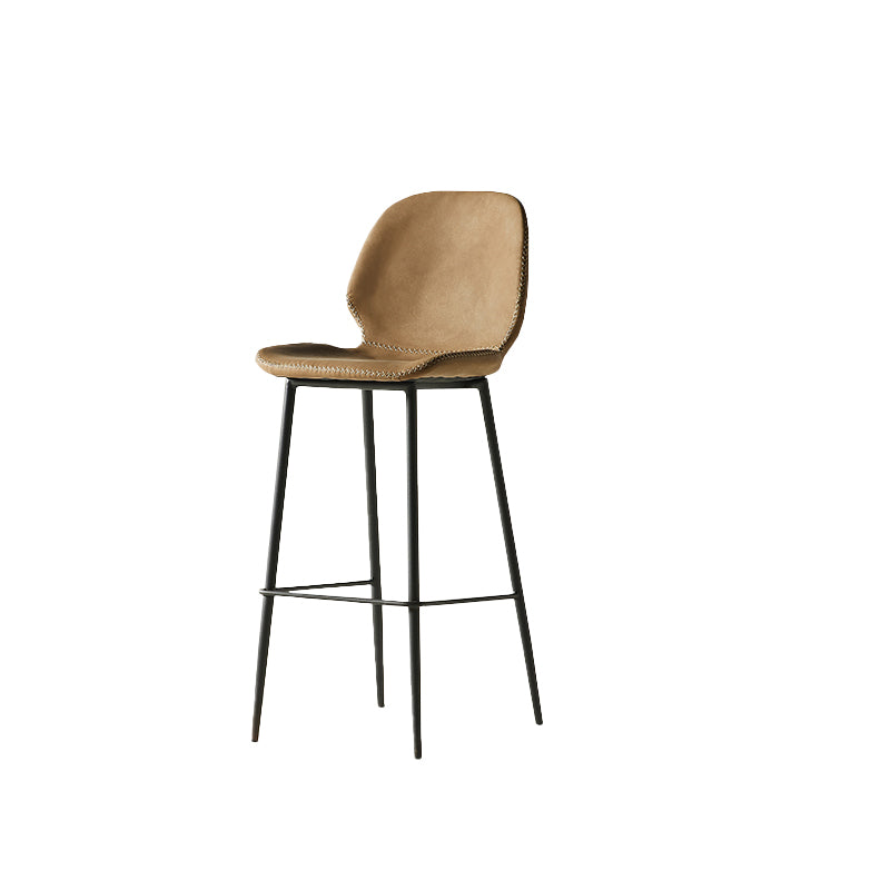 Modern Style Backrest Metal Counter Stool with Leather Cushion