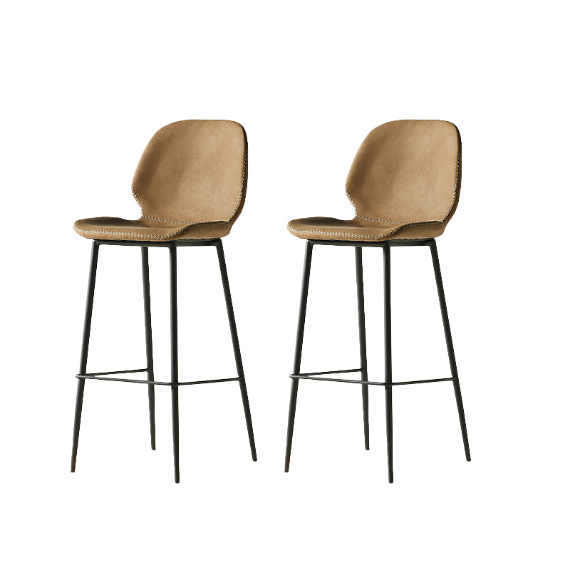 Modern Style Backrest Metal Counter Stool with Leather Cushion