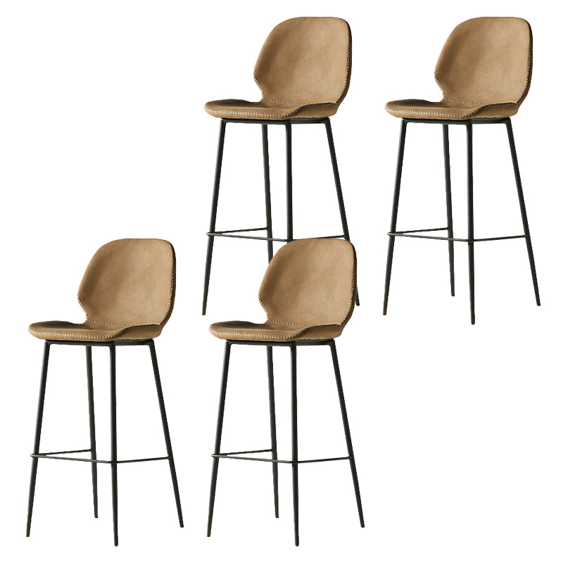 Modern Style Backrest Metal Counter Stool with Leather Cushion