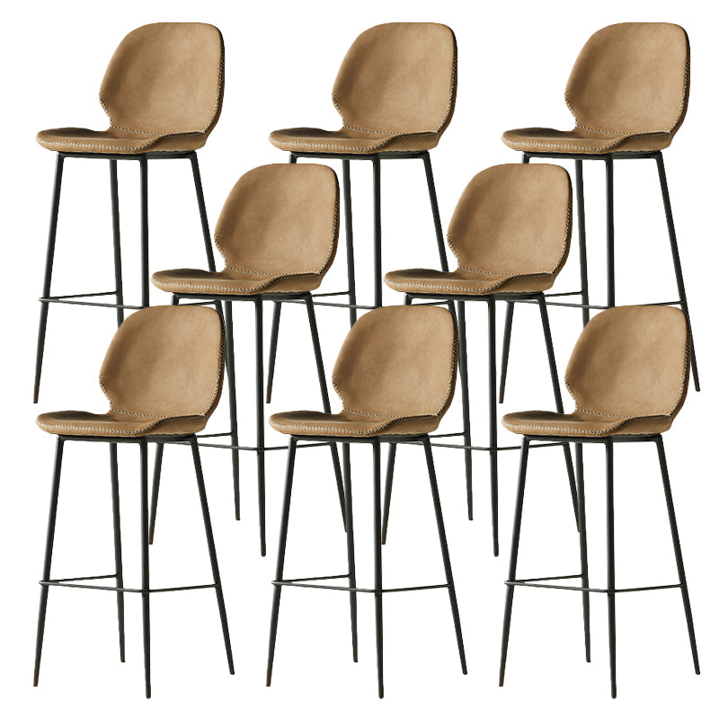 Modern Style Backrest Metal Counter Stool with Leather Cushion