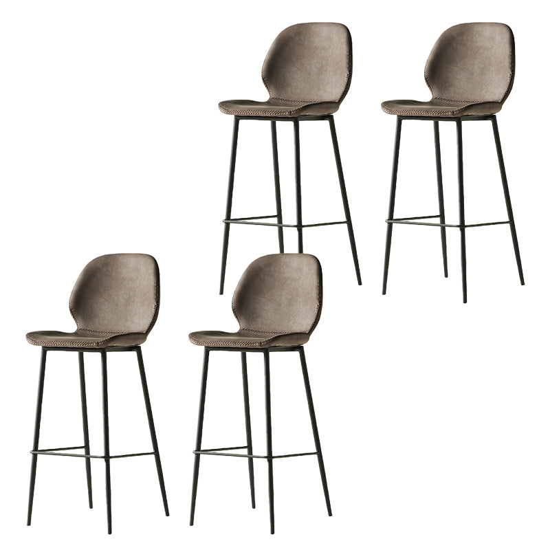 Modern Style Backrest Metal Counter Stool with Leather Cushion