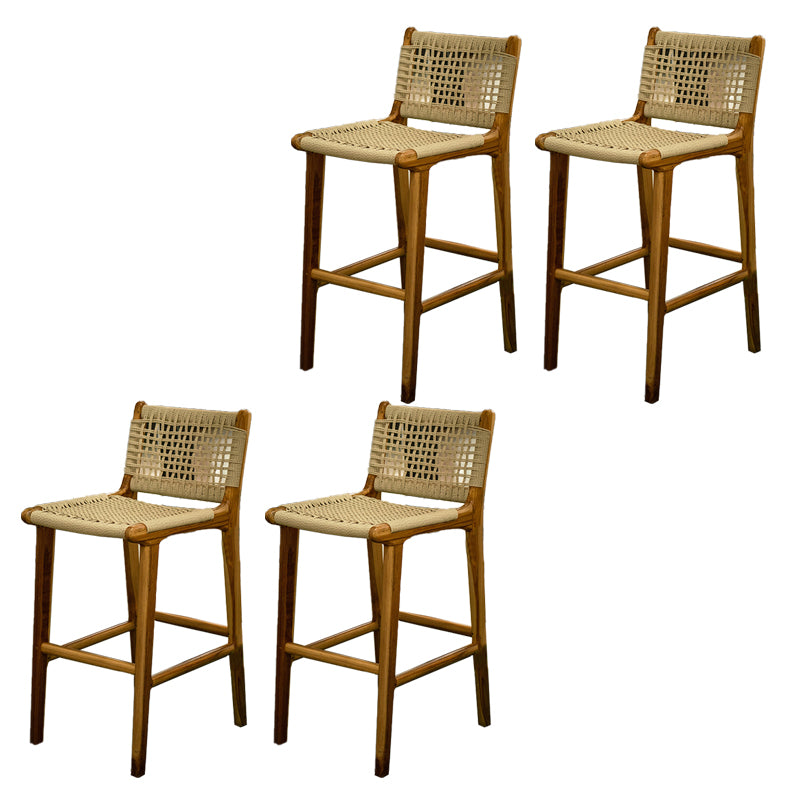 Contemporary Armless Low Back Bar Stool with Solid Wood Base