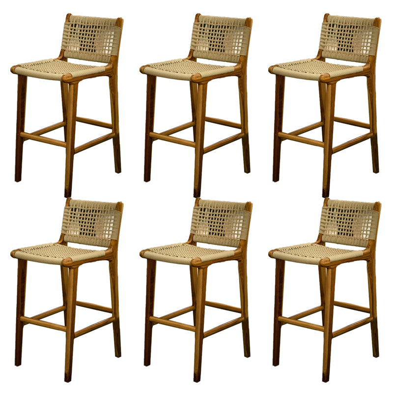 Contemporary Armless Low Back Bar Stool with Solid Wood Base