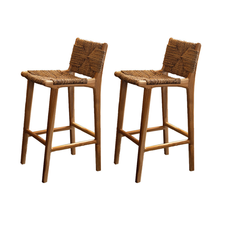Contemporary Armless Low Back Bar Stool with Solid Wood Base